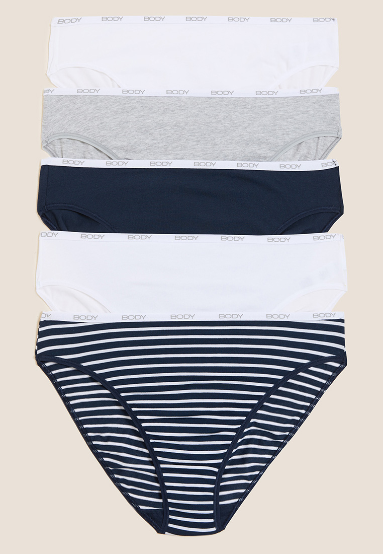 M&S 5pk Supima Cotton Body High Leg Knickers