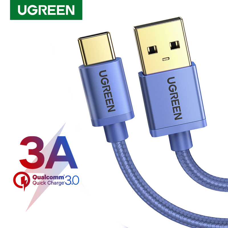 UGREEN 2m 3A USB C Cable  Type C Charger Fast Charging QC3.0 USB A to C Cable  Type C Cord for Samsung Galaxy S9 S10 Note 8, LG V50, Pixel, PS5-Blue
