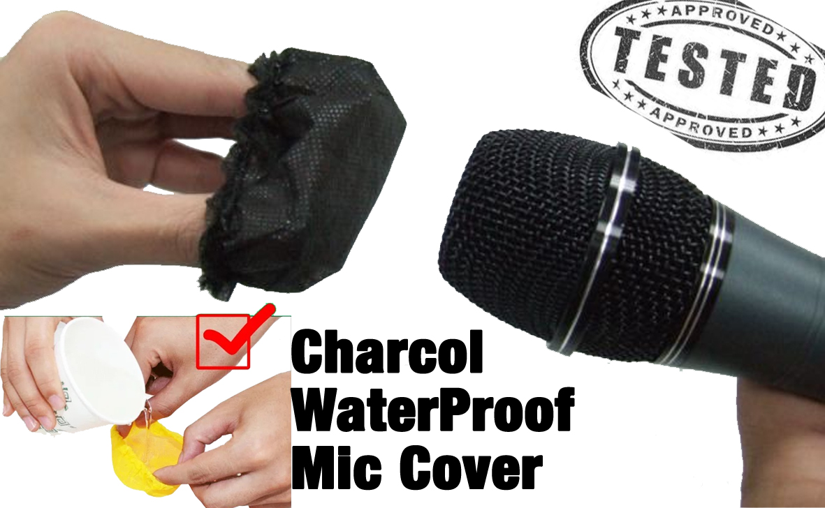 50pcs disposable covers handheld microphone Charcoal Black single use HygenX 100% Biodegradable NatureWeave Fiber, Sanitary,