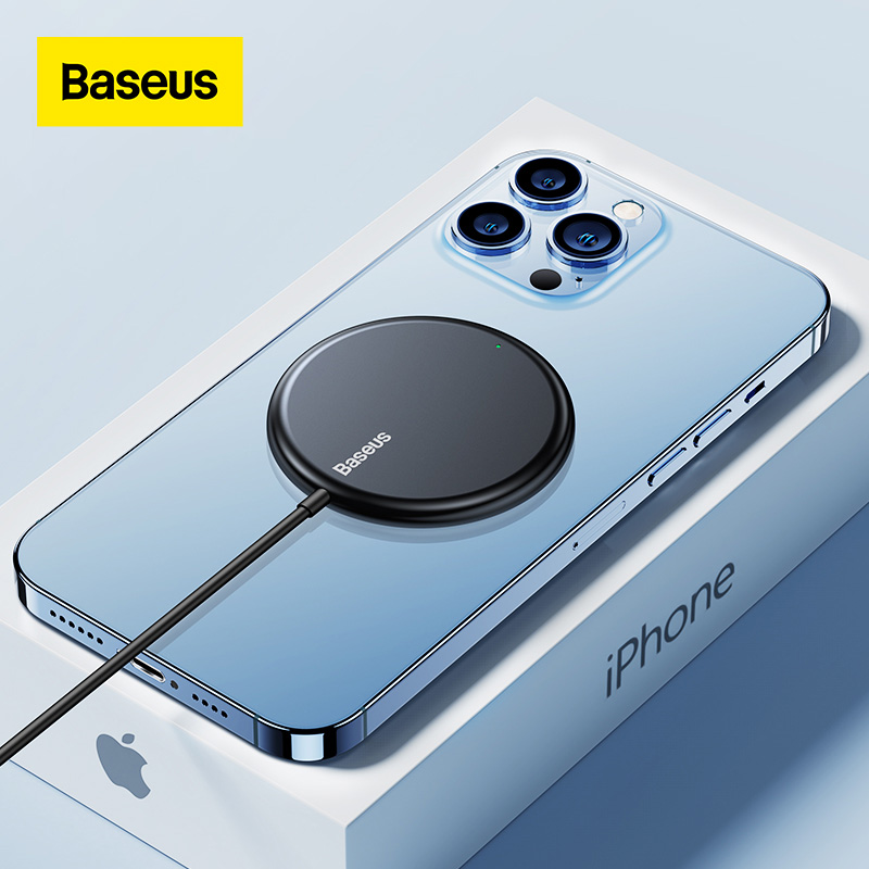 Baseus 15W Magnetic Wireless Charger Magsafe Super Mini Fast Charger with Type-C Cable For iPhone 14 13 Pro Max 12 Pro Max