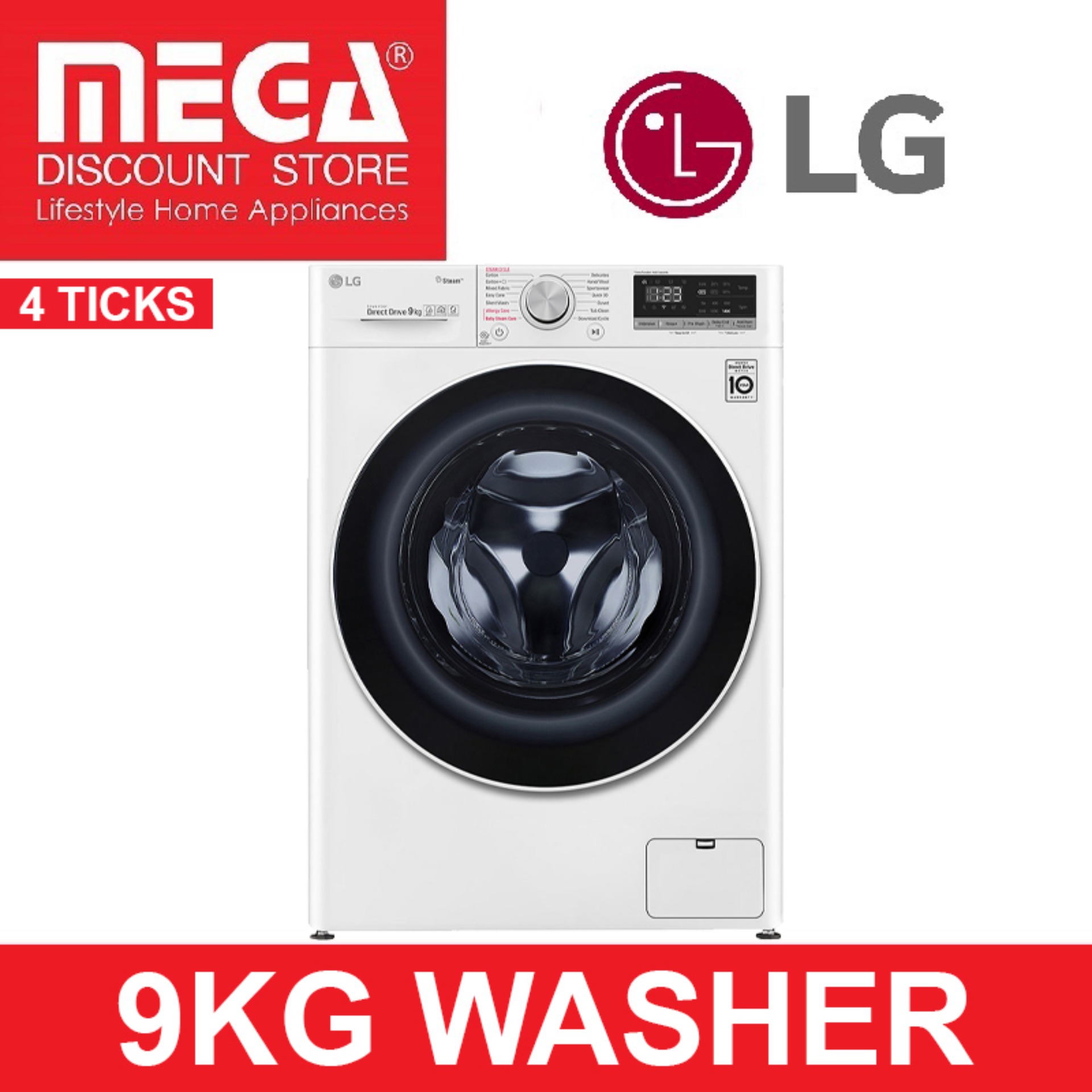 [PRE-ORDER : END NOV 22] LG FV1409S4W 9KG FRONT LOAD WASHER (4 TICKS)
