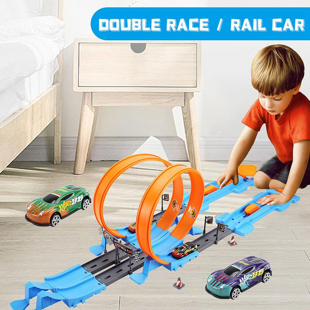 Kmoist 40pcs Hot Wheels Race Track Car Set Hotwheel Thomas Train Model Toys Kids Catapult Rail Racing Cars DIY Assembled Railway Kits Educational Birthday Gift for Boys Children Toy
