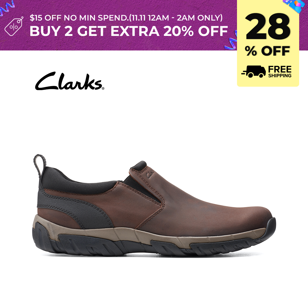Clarks Grove Step Brown Leather Mens Shoes