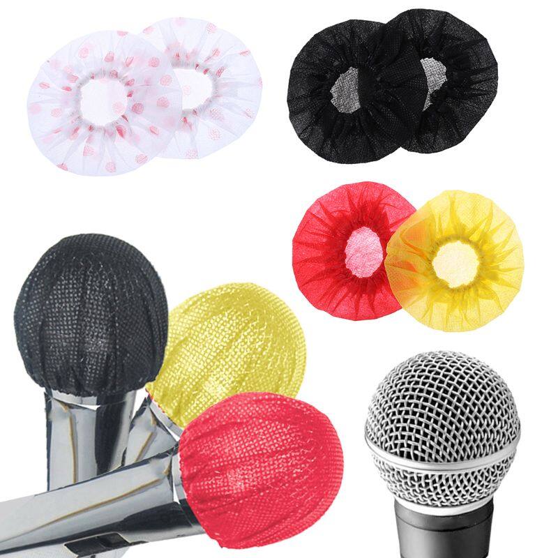 100Pcs Non Woven Disposable Microphone Cover Black Mic Covers Karaoke KTV Hygiene Cap Recording Studio