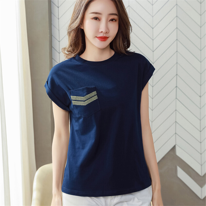2021 Summer New Fashion T-shirt Women Clothes Short Sleeve Cotton T-shirts O-Neck Print Patchwork Casual Loose Ladies Tops Elegant Plus Size