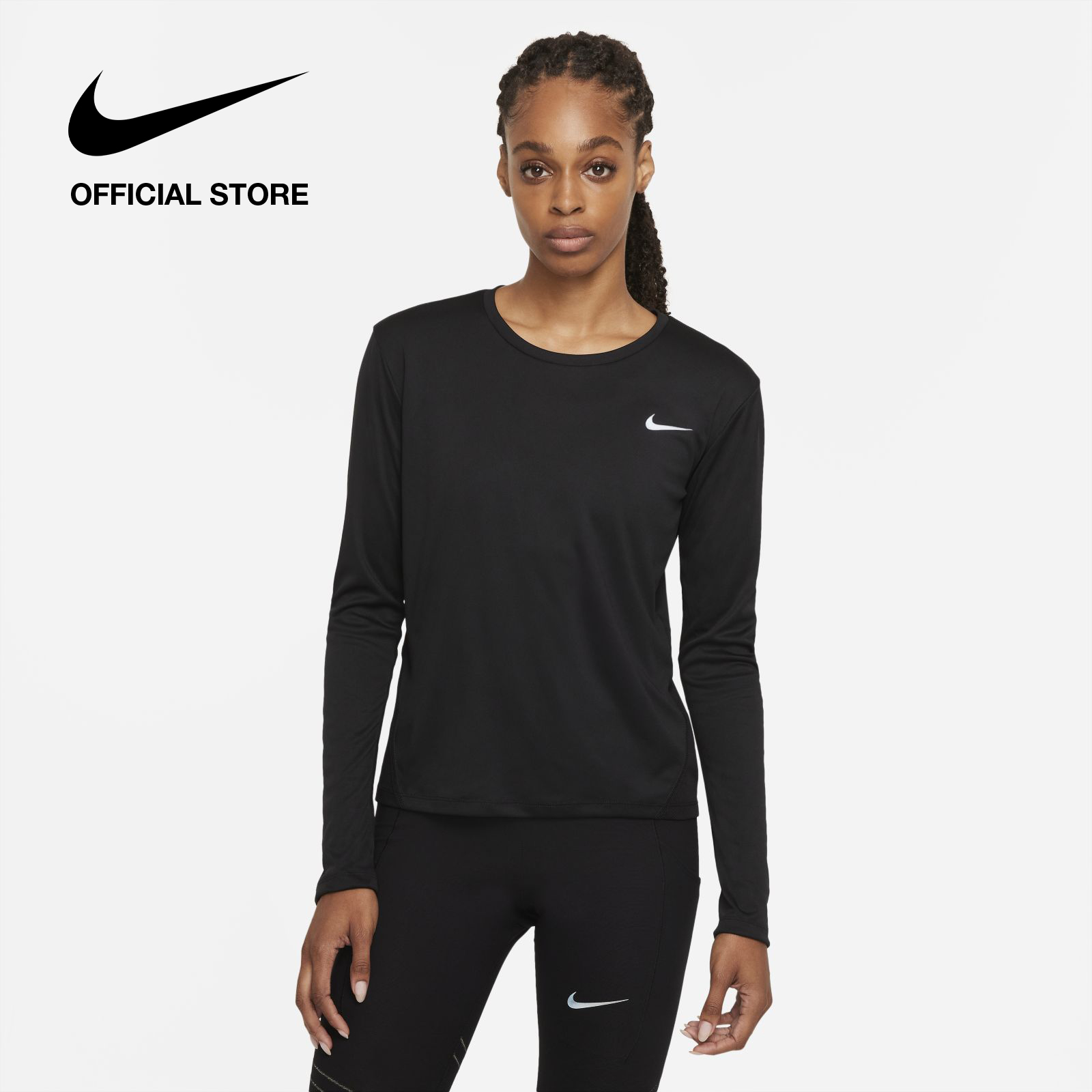 Nike Women's Dri-FIT Miler Long-Sleeve Running Top - Black