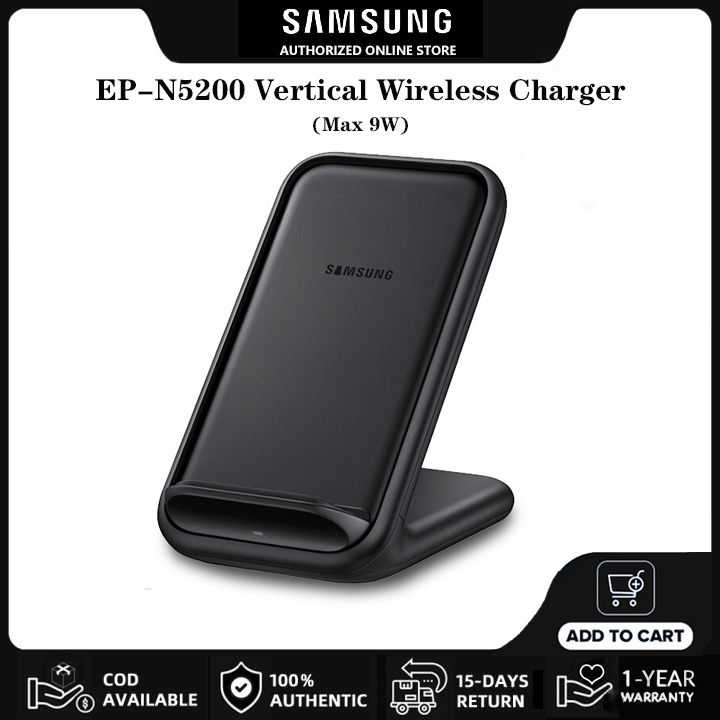 Samsung Vertical Wireless Charger Original EP-N5200 9W Qi Smart Adapter Base For Galaxy S8 S9 S10 S20 S21 S22 Ultra Note 20 10+ 9，Smart Pad