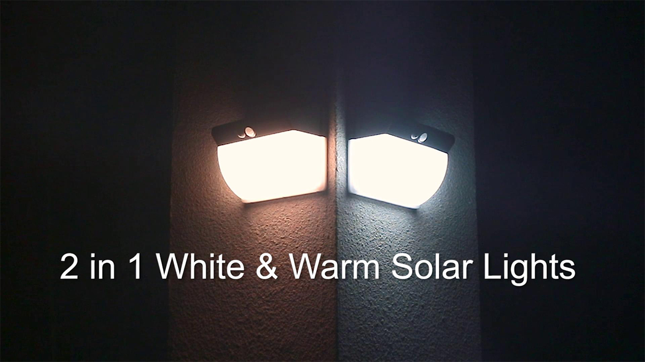 104LED Solar Security Lights Outdoor, Seeway 2 in 1 White and Warm Light Solar Motion Sensor Lights 270ºWide Angle 2200 mAh Solar Powered Lights Waterproof Solar Powered Durable Wall Lights Outside 3 