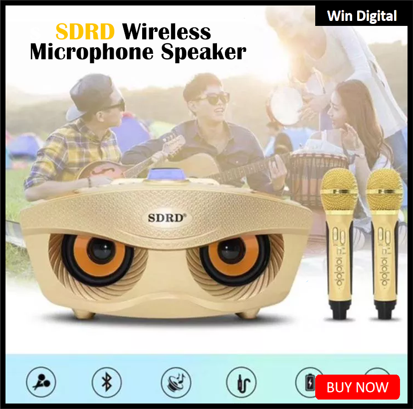 SD306 Plus Dual Bluetooth Speaker With 2 Wireless Microphones Outdoor Family KTV Stereo Mic Big Sound 20W SDRD Speaker Set