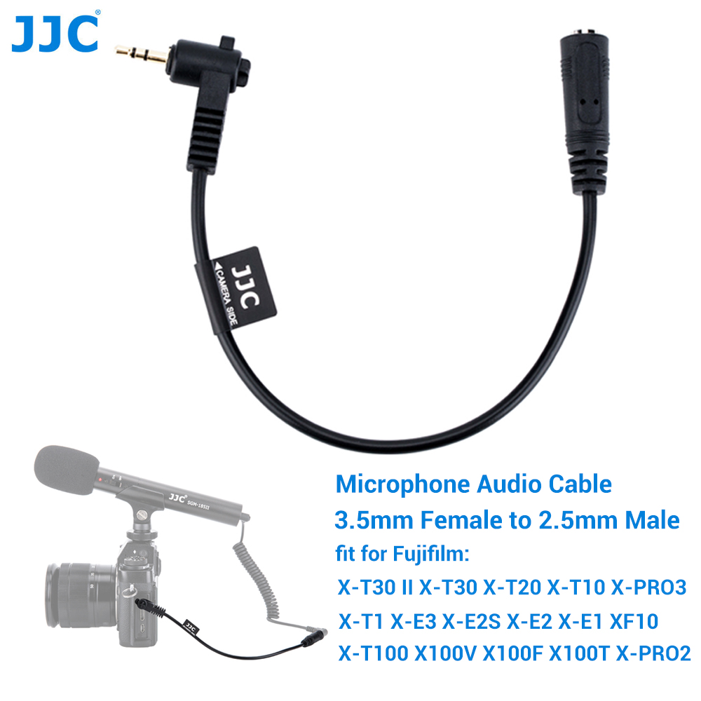 JJC 3.5mm Female to 2.5mm Male Microphone Audio Cable Mic Adapter for Fuji Fujifilm X-T30 II X-T30 X-T20 X-T10 X-PRO3 X-T100 X100V X100F X100T X-PRO2 X-T1 X-E3 X-E2S X-E2 X-E1 XF10 Camera