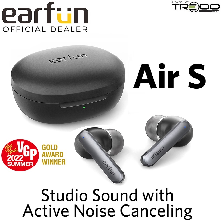 EarFun Air S IPX5 Water Resistant True Wireless Bluetooth 5.2 Active Noise-Cancelling In-Ear Earphone with Microphone