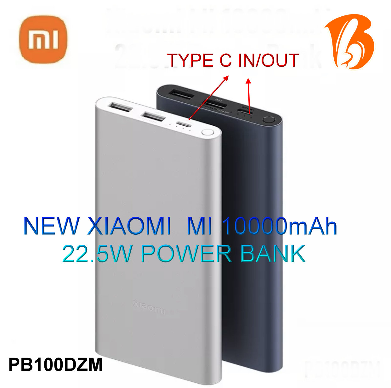 New Upgraded Xiaomi Mi 10000mAh 22.5W Type-C Two-Way Fast Charging 3 port Power Bank PB100DZM