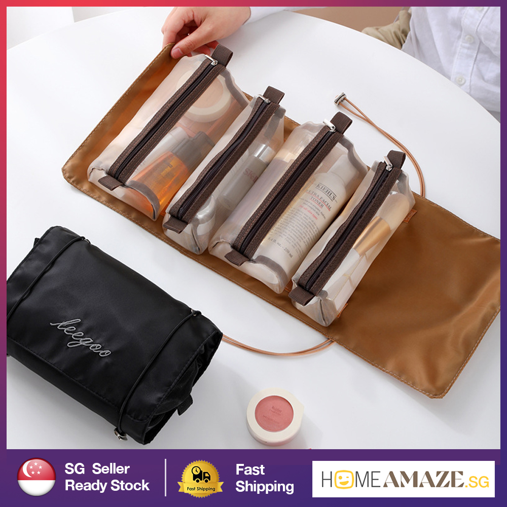 [SG ready stock]4 In 1 Detachable Makeup Travel Bag Travel Wash Bag Travel Cosmetic Organizer Pouch Bag