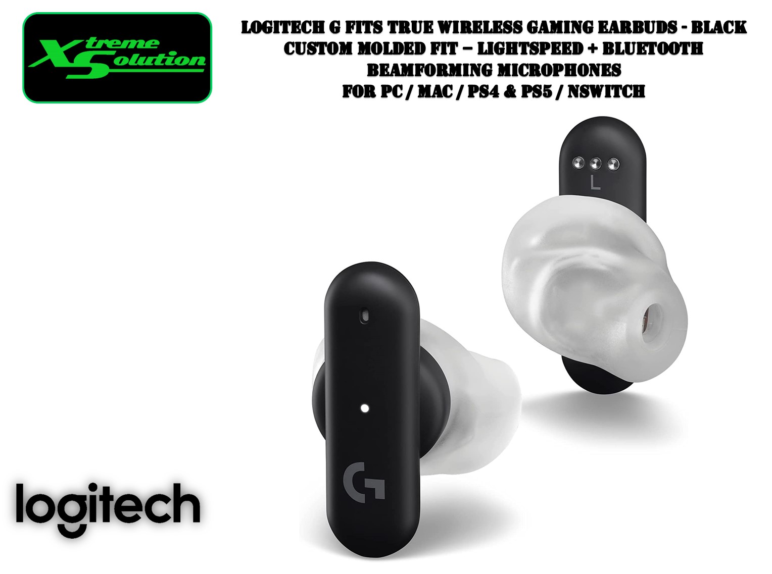 Logitech G Fits True Wireless Gaming Earbuds - Custom Molded Fit - Lightspeed + Bluetooth - For PC / Mac / PS4 & PS5 / NSwitch