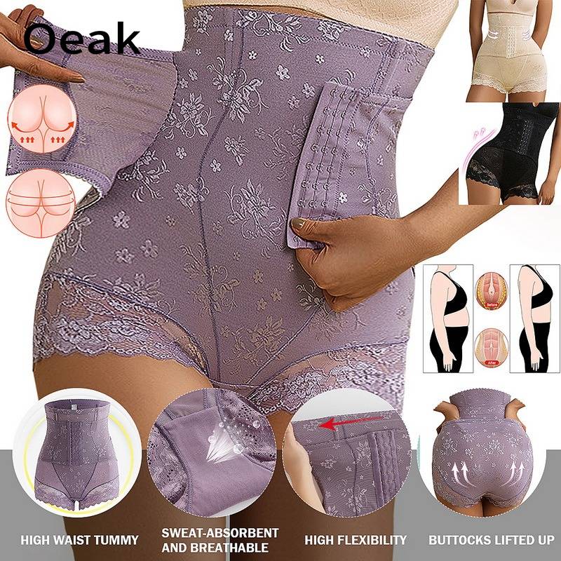 Oeak Women Body Shaper Slimming Pants Shapewear Plus Size Tummy Control Breasted Panties Butt Lifting High Stretch Waist Trainer
