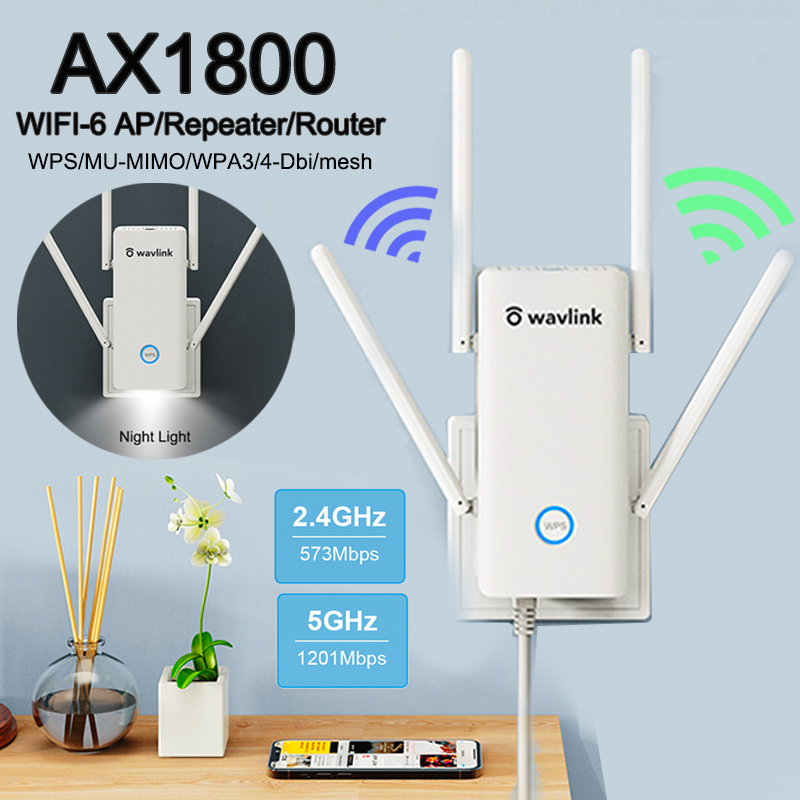 Wavlink AX1800 WiFi 6 Mesh Range Extender-Internet Booster, Dual Band Wireless Signal Booster & Repeater up to 1.8Gbps Speed, AP Mode, Mesh Node with Ethernet Port Extend Internet WiFi to Home Device