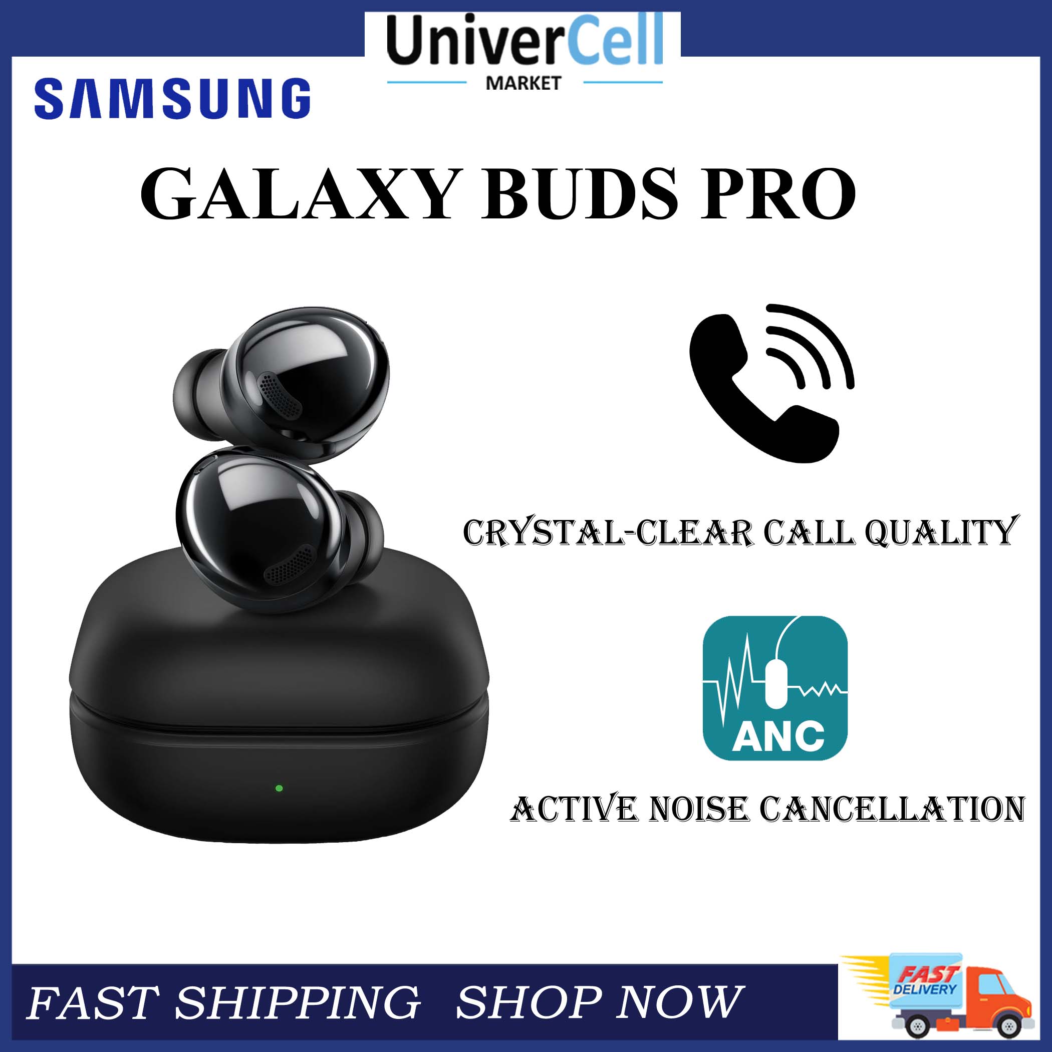SAMSUNG BUDS PRO - NOISE CANCELLATION - WIRELESS CHARGING - 28 HOURS PLAY TIME - BRAND NEW WITH WARRANTY!!!