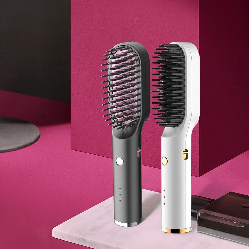 Cordless Straightener Hair Comb Brush Type C Rechargeable Wireless Anti Static Quick Heated Hair Straightening Styling Tools