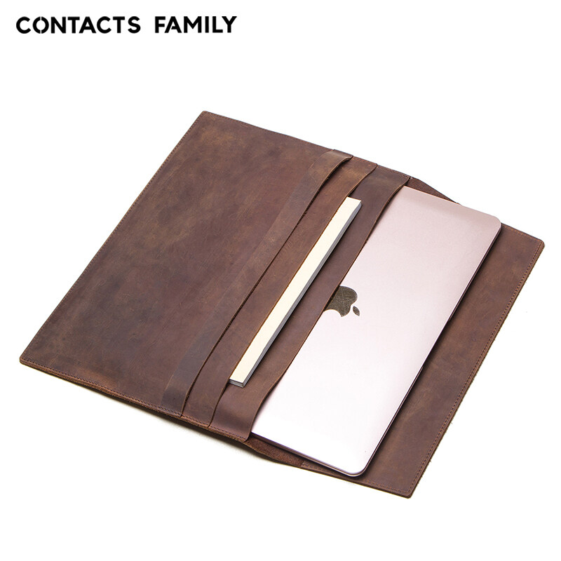 CONTACTS FAMILY Genuine Leather Tablet Case For Macbook 12 Inch 2021 Tablet Universal Leather Case Sleeve