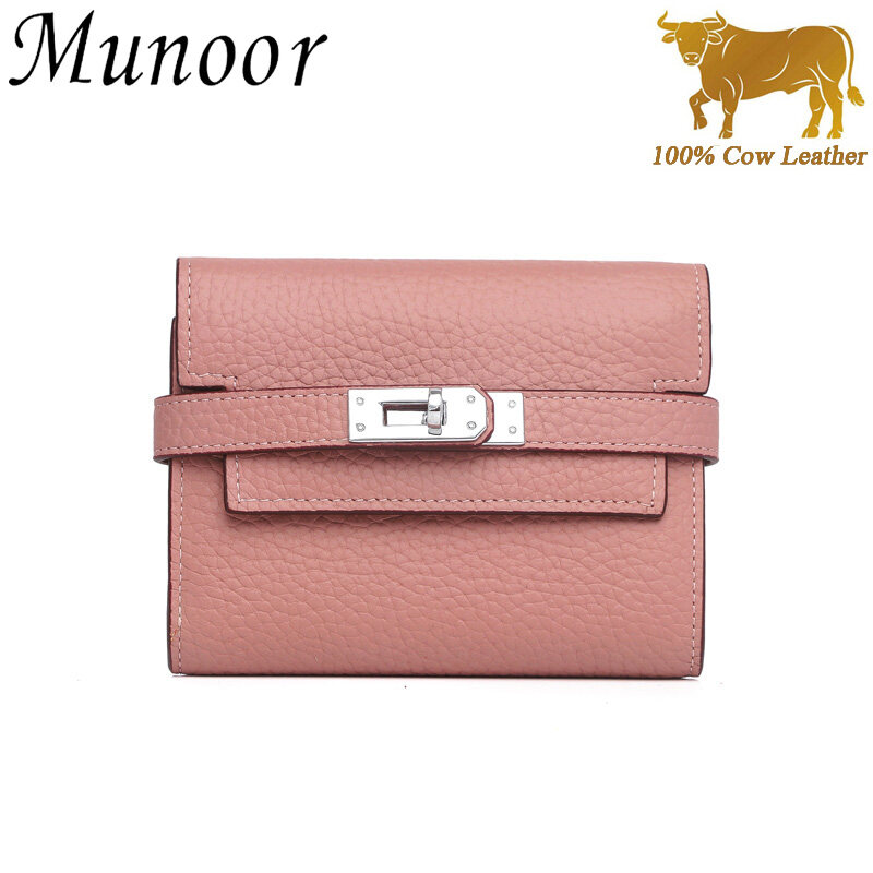 Munoor High Quality Italian Imported 100% Genuine Cow Leather Women Long Clutch Wallet Woman Purse