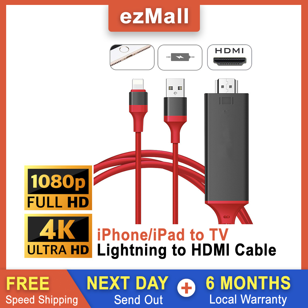 Lightning to HDMI Cable 4K, Earldom HDMI Cable for iPhone /  iPad All iOS Devices and TV Monitor Projector Plug and Play iPhone Lightning to HDMI Adapter Converter 1080P 2 Meters [No APP Needed] [Loca