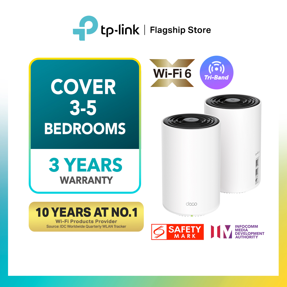 TP-LINK Deco X68 AX3600 Tri Band Gigabit OFDMA MU-MIMO WiFi 6 AI-Driven Mesh Router (Whole Home Mesh WiFi 6 System) Works with all Telcos (Supports IPTV)