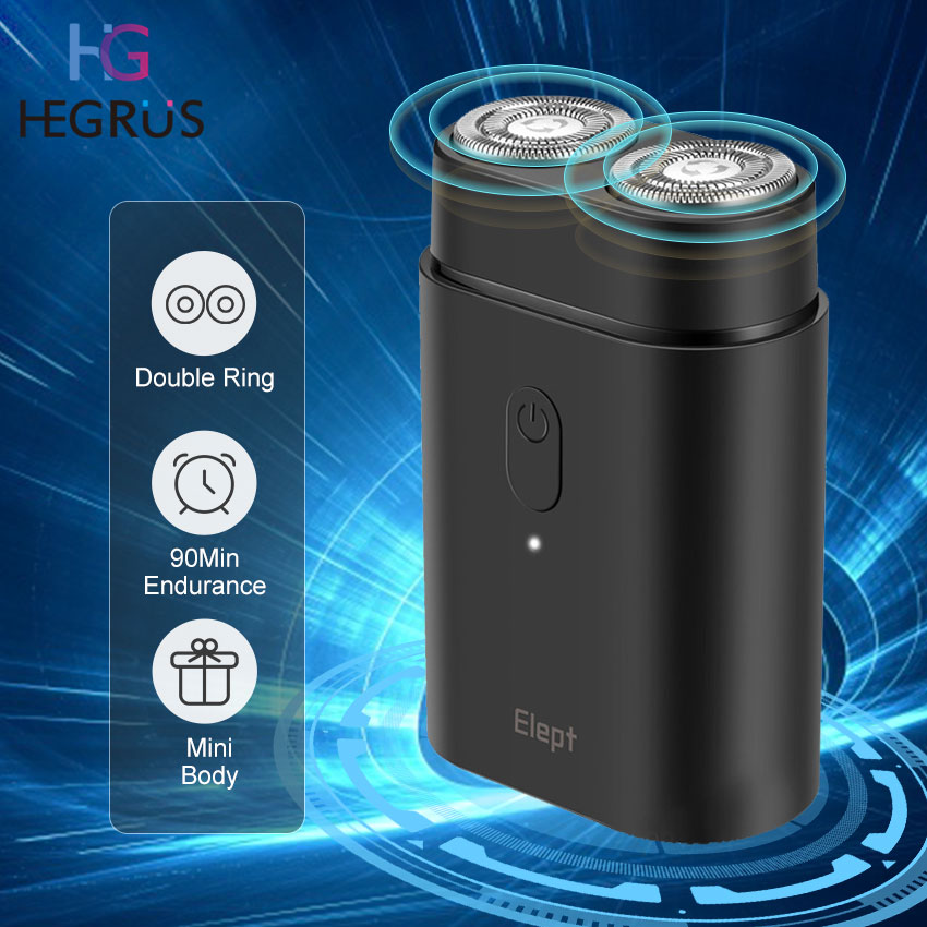 HEGRUS shaver for men electric Portable Electric Shaver Cordless Razor Men's Face Care Shaver Mini Rechargeable Shaver Rotating Double Head Razor Electric Shaver For Men Beard Hair Trimmer