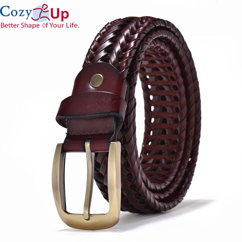 Cozy Up 100-120cm*3cm Genuine Leather Braided Belt Man Fashion Mens Belts Luxury Waist Straps Men Good Second Layer Cow Skin Girdle for Male