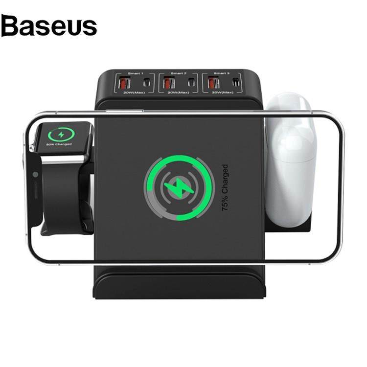Baseus F8 6 in 1 80W Type-C / USB-C Multi-Port Charging Stand Multi-function Wireless Charger for iPhone iWatch AirPods