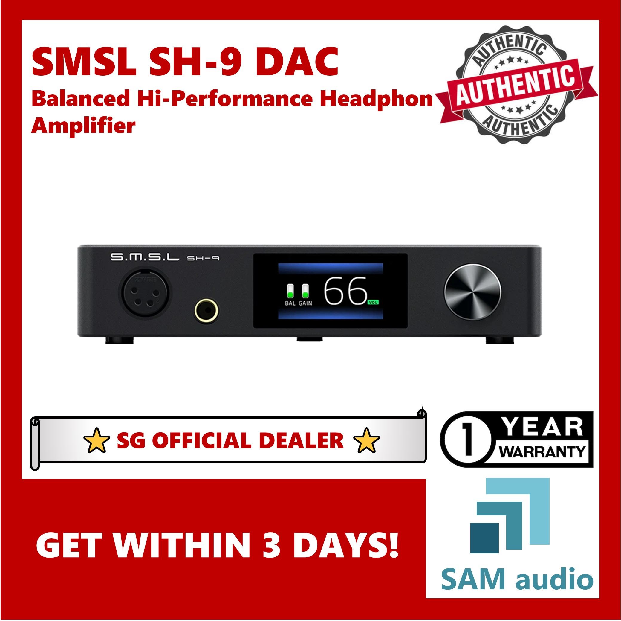 [SG] SMSL SH-9, Balanced Headphone Amplifier (SH 9 SH9), Hifi Audio