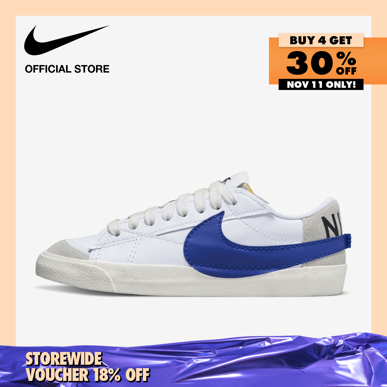 Nike Men's Blazer Low '77 Jumbo Shoes - White