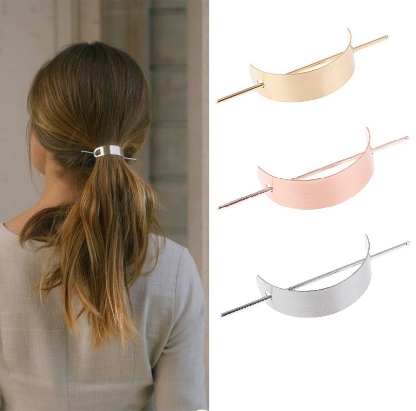 [SG NEW DESIGN] Korean Geometric Metal Hair Stick for Extra Thick Hair, Metal Ponytail Holder Hairpin Headwear, Ponytail and Bun Holder Cover Cap Hair Updo Slide Pin Stick