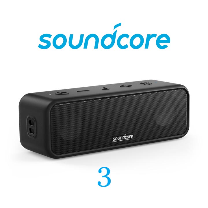 SOUNDCORE 3 Bluetooth Speaker with Stereo Sound, Pure Titanium Diaphragm Drivers, PartyCast Technology, BassUp, 24H Playtime