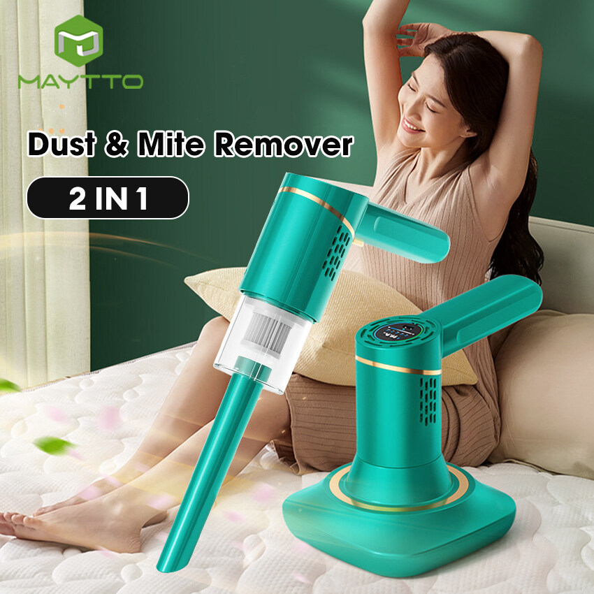 MAYTTO 2 IN 1 Mite Remover Mattress Dust Vacuum Handheld UV Cleaner Bed Vacuum Mite Removal Instrument Wireless Mite Remover Cleaning Machine for Pillows Sheets Sofas Plush Toys