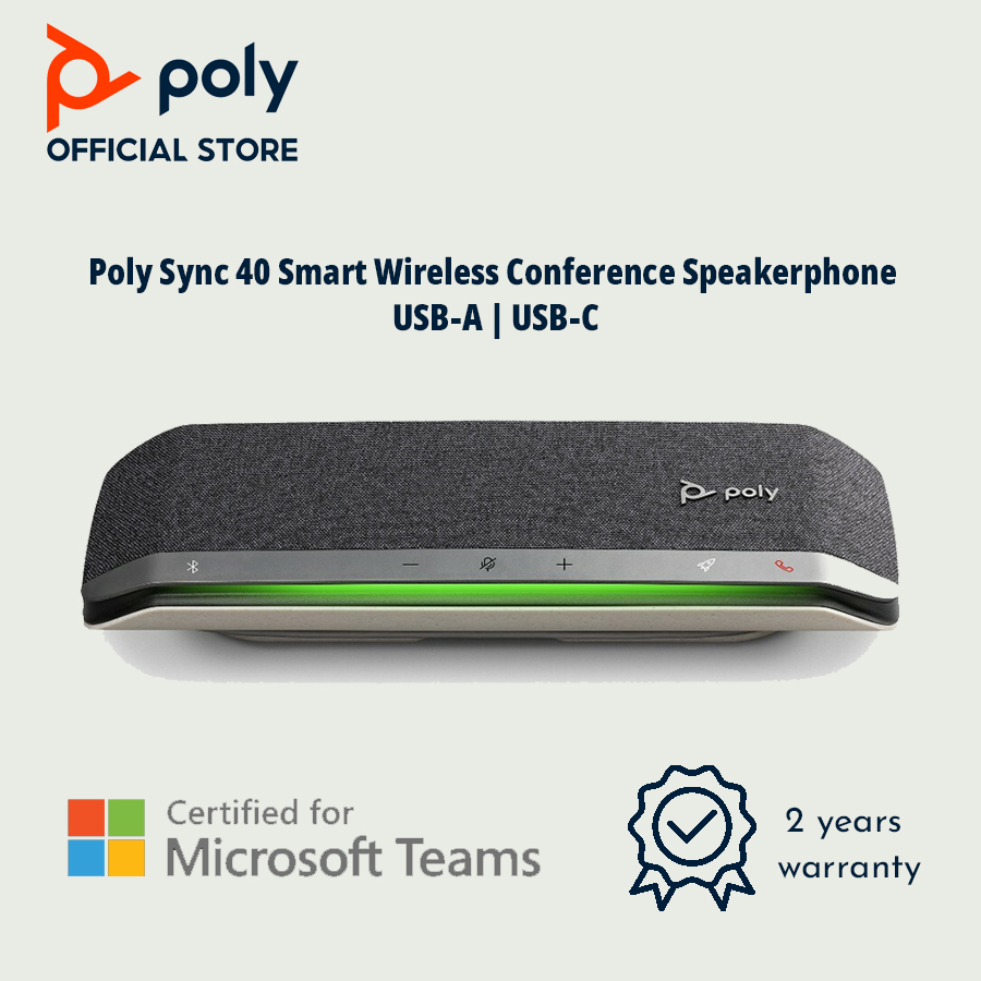 Poly / Plantronics Sync 40 Smart Wireless Conference Speakerphone | USB-A/USB -C | Up to 8 persons | Full Duplex Sound | Support Daisy Chain | 216874-01 / 216875-01 - Poly Official Store