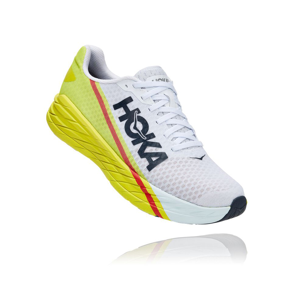Hoka U Rocket X Unisex Running Shoes - White / Evening Primrose