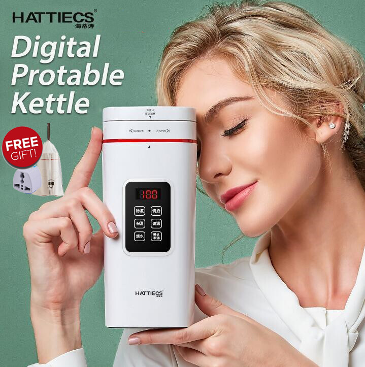HATTIECS 500ML Portable Fast Boiling Water Kettle Travel Outdoor Electric Kettle Water Heater Insulable Water Boiler