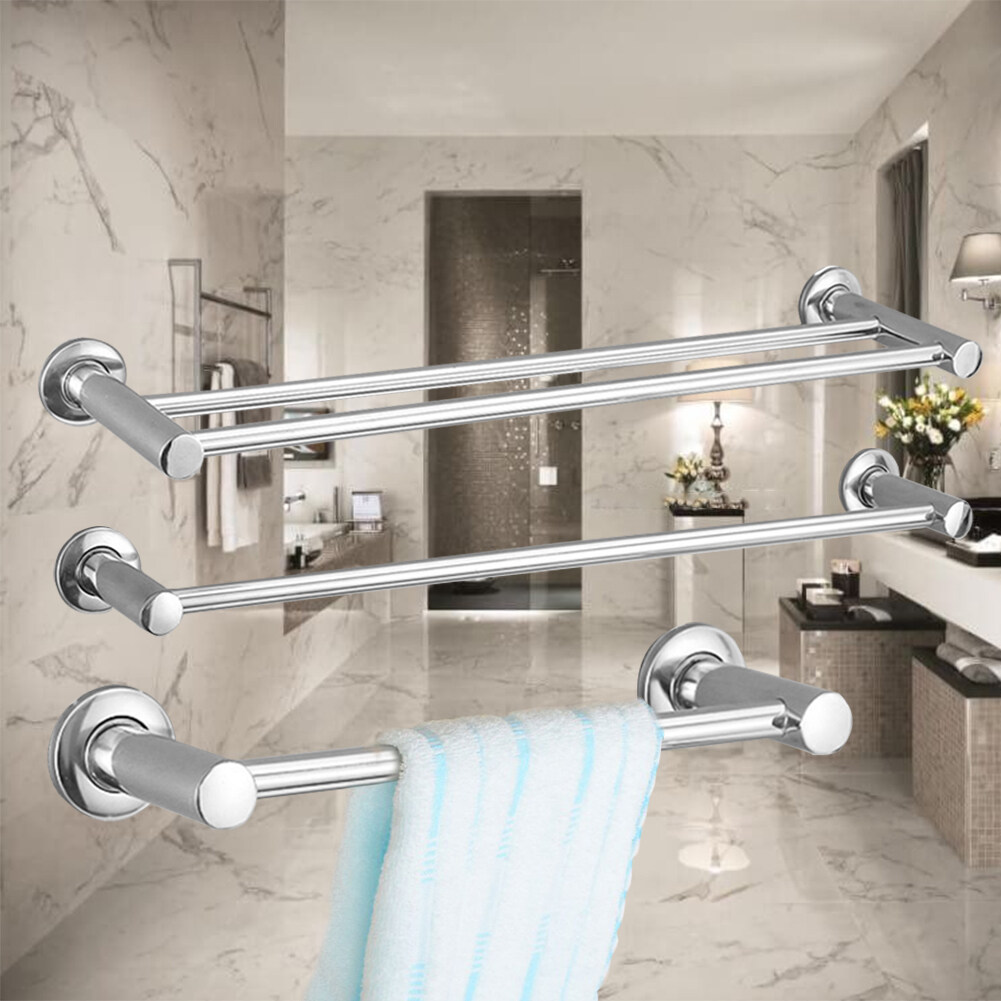 Stainless Steel Single Towel Bar Rail Rack Holder Rod Bathroom Wall Mounted Top