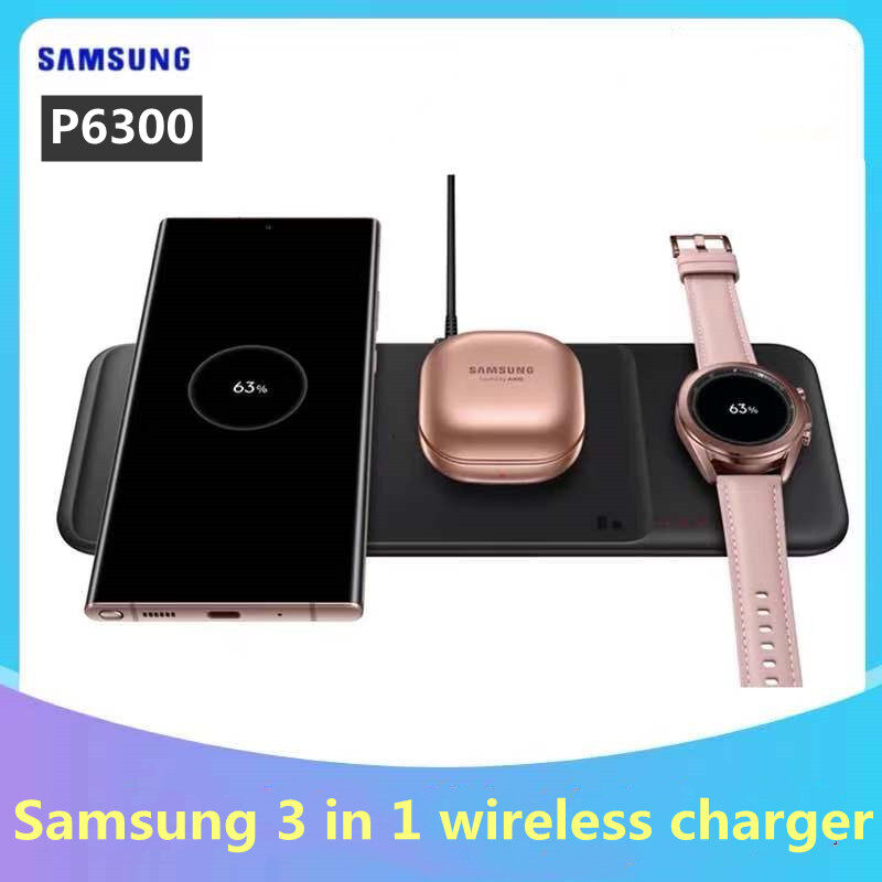 Original Samsung 3in1 Fast Wireless Charger Trio Pad For Galaxy Phones Buds+/Buds live/Pro For Galaxy Watch 3/Active 2 EP-P6300