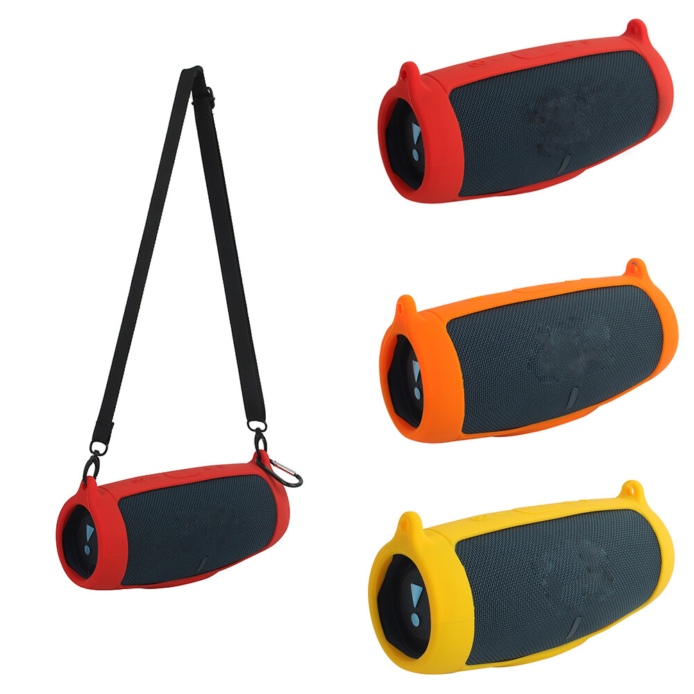 Silicone Case Cover for JBL Charge 5 Bluetooth Speaker Travel Carrying Protective with Shoulder Strap and Carabiner