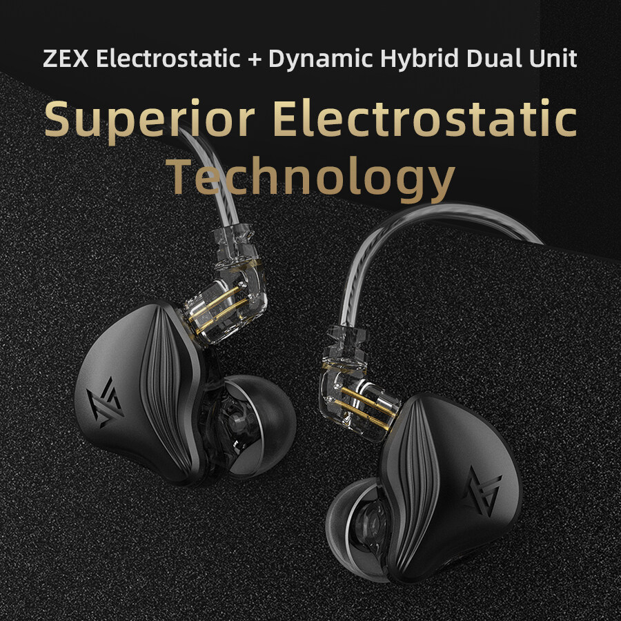 KZ ZEX 1 Electrostatic 1 Dynamic In Ear Monitor Earplugs Detachable Cable Earphones Noice Cancelling Sport Game Headset For ZSX