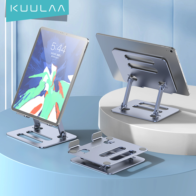 KUULAA  Foldable Metal Stand Holder for iPad Air iPad pro Universal Compact Stands for iPhone Adjustable with 180 Angle Desk Docks Holder for HAUWEI XIAOMI LG Pad and Cellphone