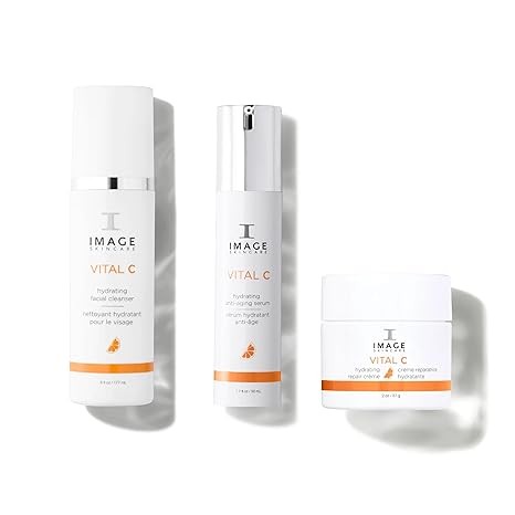 IMAGE Skincare VITAL C Complete Care Bundle: Hydrating Facial Cleanser + Repair Crème + Anti-Aging Serum, Fights Aging and Dry Skin, Softens Appearance of Wrinkles, With Vitamin C, E and A